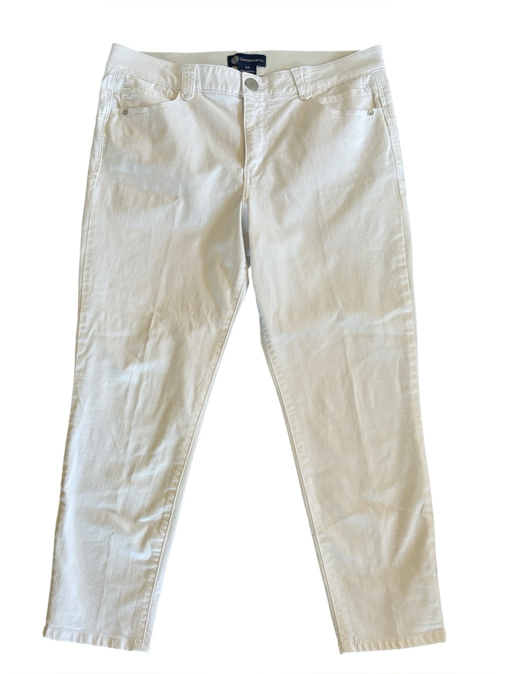 Democracy Ab Solution White Cropped Ankle Jeans Size 14